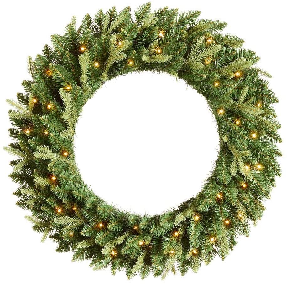Home Accents Holiday 30 in. Mayfield Prelit LED Artificial Christmas Wreath with 35 Warm White Micro Dot Light