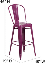 Load image into Gallery viewer, Flash Furniture Commercial Grade 4 Pack 30&quot; High Black Metal Indoor-Outdoor Barstool with Removable Back