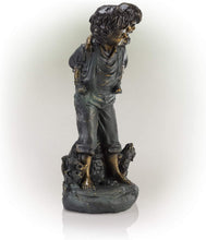 Load image into Gallery viewer, Alpine Corporation GXT484 Piggyback Ride Statue Outdoor Garden, Patio, Deck, Porch-Yard Decoration, 16-Inch Tall, Antique Bronze