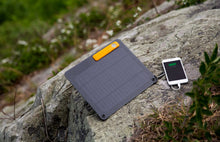 Load image into Gallery viewer, BioLite PowerLight SolarPanel5 Kit with 5 Watt USB Output, and PowerLight Torch/Lantern/Powerbank, for On-Demand Light and Energy, 0.26 x 10.1 x 8.2 Inch Panel, Black/Yellow (SXA1001)
