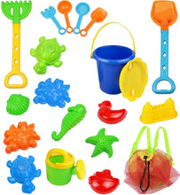 Load image into Gallery viewer, Click N Play 18Piece Beach Sand Toy Set, Bucket, Shovels, Rakes, Watering Can, Molds