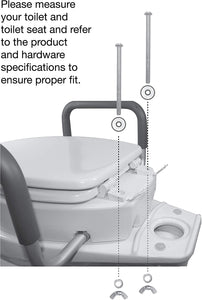 Essential Medical Supply Toilet Seat Riser with Removable Arms - Standard Bowl, 17.5 x 13.5 x 3.5 Inch