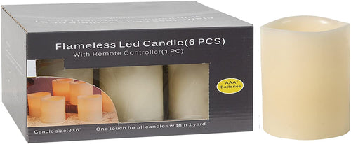 A&B Home Set of 6 Urial Led Candles W/Remote Box Set, Small, 3 by 4-Inch, 3 x 4