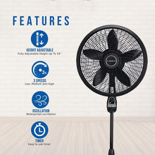 Load image into Gallery viewer, Lasko 1843 18″ Remote Control Cyclone Pedestal Fan with Built-in Timer, Black Features Oscillating Movement and Adjustable Height