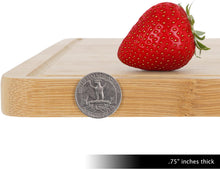 Load image into Gallery viewer, Two Tone Bamboo Cutting Board- Extra Thick, Eco Friendly and Antibacterial Chopping and Serving Board with Juice Groove
