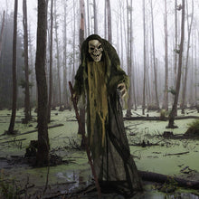 Load image into Gallery viewer, Haunted Hill Farm HHSKEL-2FLS Life-Size Animated Talking Skeleton Prop w/Moving Mouth, Battery-Operated Indoor/Outdoor Halloween Decoration, Color 1