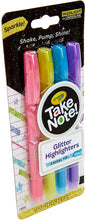 Load image into Gallery viewer, Crayola Take Note Glitter Highlighters, Assorted Colors, School Supplies, 4 Count