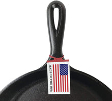 Load image into Gallery viewer, Lodge L8SGP3ASHH41B Cast Iron Square Grill Pan with Red Silicone Hot Handle Holder, Pre-Seasoned, 10.5-inch