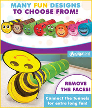 Load image into Gallery viewer, GigaTent 6 Foot Pop Up Kids Play Tunnel - Bumble Bee Hide and Seek Tube for Babies, Toddlers, Dogs and Pets - Indoor or Outdoor Adventure, Folds Flat, Carrying Bag Included
