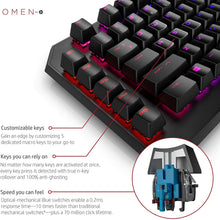 Load image into Gallery viewer, Omen by HP Sequencer Wired USB Mechanical Optical Gaming Keyboard – 10X Faster – Blue Switch - Volume Roller Bar – 16.8M RGB Colors – Anti Ghosting