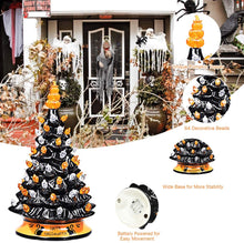 Load image into Gallery viewer, DREAMADE Hand-Painted Ceramic Christmas Tree, 14in Battery Powered Tabletop Xmas Decor, with 12 Bulit-in Lights and Top Star, Forever Lighted Holiday Centerpiece