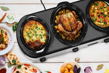 Load image into Gallery viewer, Elite Platinum EWMST-415 Maxi-Matic Triple Slow Cooker Buffet Server, Stainless Steel