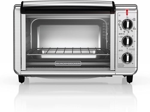 BLACK+DECKER TO3230SBD 6-Slice Convection Countertop Toaster Oven, Includes Bake Pan, Broil Rack & Toasting Rack, Stainless Steel Convection Toaster Oven