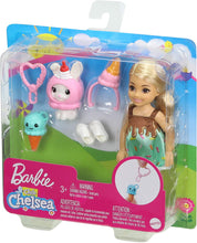 Load image into Gallery viewer, Barbie Club Chelsea Dress-Up Doll, 6-inch Blonde in Ice Cream Costume with Pet Bunny and Accessories, Gift for 3 to 7 Year Olds