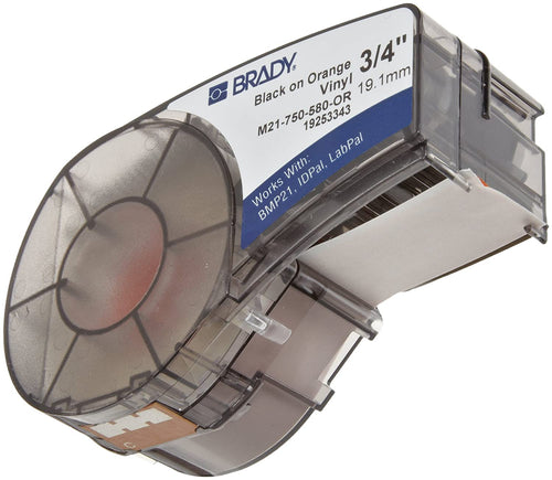 Brady B-580 Permanent Vinyl, Black On Red Color, BMP21 Mobile Printer ID PAL And LABPAL Printer Label