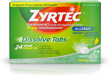 Load image into Gallery viewer, Zyrtec 24 Hour Allergy Dissolve Tablets with Cetirizine HCl Antihistamine, Citrus Flavored, 24 ct