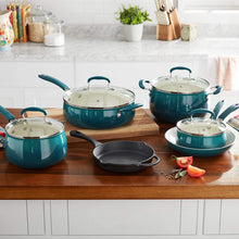 Load image into Gallery viewer, The Pioneer Woman Classic Belly 10-Piece Cookware Set, OCEAN TEAL