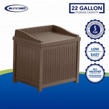 Load image into Gallery viewer, Suncast Mocha Resin Wicker 22-Gallon Storage Seat