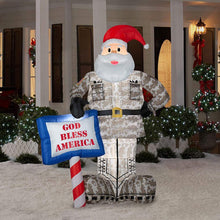 Load image into Gallery viewer, Airblown Inflatable Gemmy 89127X Military Santa with God Bless America Sign