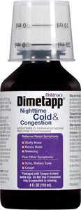 Children’s Dimetapp Nighttime Cold & Congestion (4 fl. oz. Grape Flavor), Nasal Decongestant & Antihistamine/Cough Suppressant, Ages 6+
