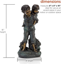 Load image into Gallery viewer, Alpine Corporation GXT484 Piggyback Ride Statue Outdoor Garden, Patio, Deck, Porch-Yard Decoration, 16-Inch Tall, Antique Bronze