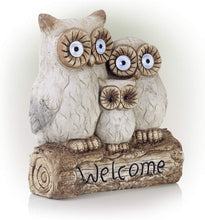 Load image into Gallery viewer, Alpine Corporation Benzara ALP-QWR476SLR 16&quot; Solar Owl Family Welcome Statue Animal Statue