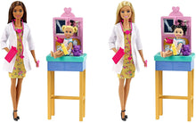 Load image into Gallery viewer, Barbie Pediatrician Playset, Brunette Doll (12-In/30.40-cm), Exam Table, X-Ray, Stethoscope, Tool, Clip Board, Patient Doll, Teddy Bear, Great Gift for Ages 3 Years Old &amp; Up