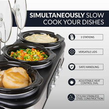 Load image into Gallery viewer, HomeCraft TSC15 3-Station 1.5-Quart Oval Slow Cooker Buffet