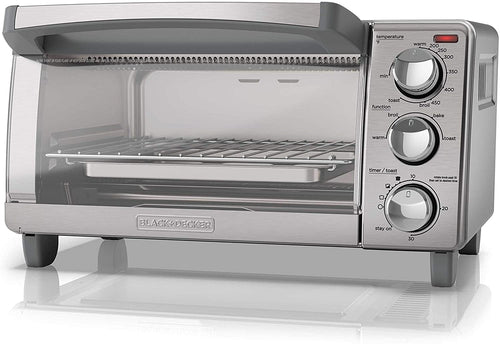 BLACK+DECKER 4-Slice Toaster Oven with Natural Convection, Stainless Steel, TO1760SS