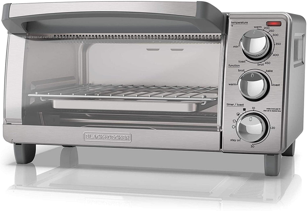 BLACK+DECKER 4-Slice Toaster Oven with Natural Convection, Stainless Steel, TO1760SS