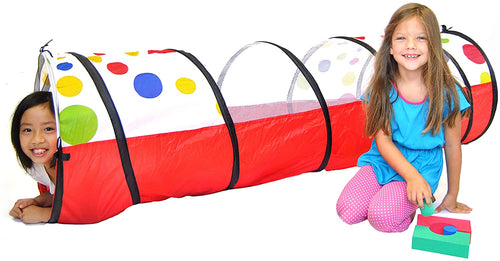 EWONDERWORLD 6' Polka Dot Kids Pop Up Play Tunnel with Carrying Bag – Childrens Tunnel, Play Tube, Crawl Tunnel for Toddlers, Toy Tunnel