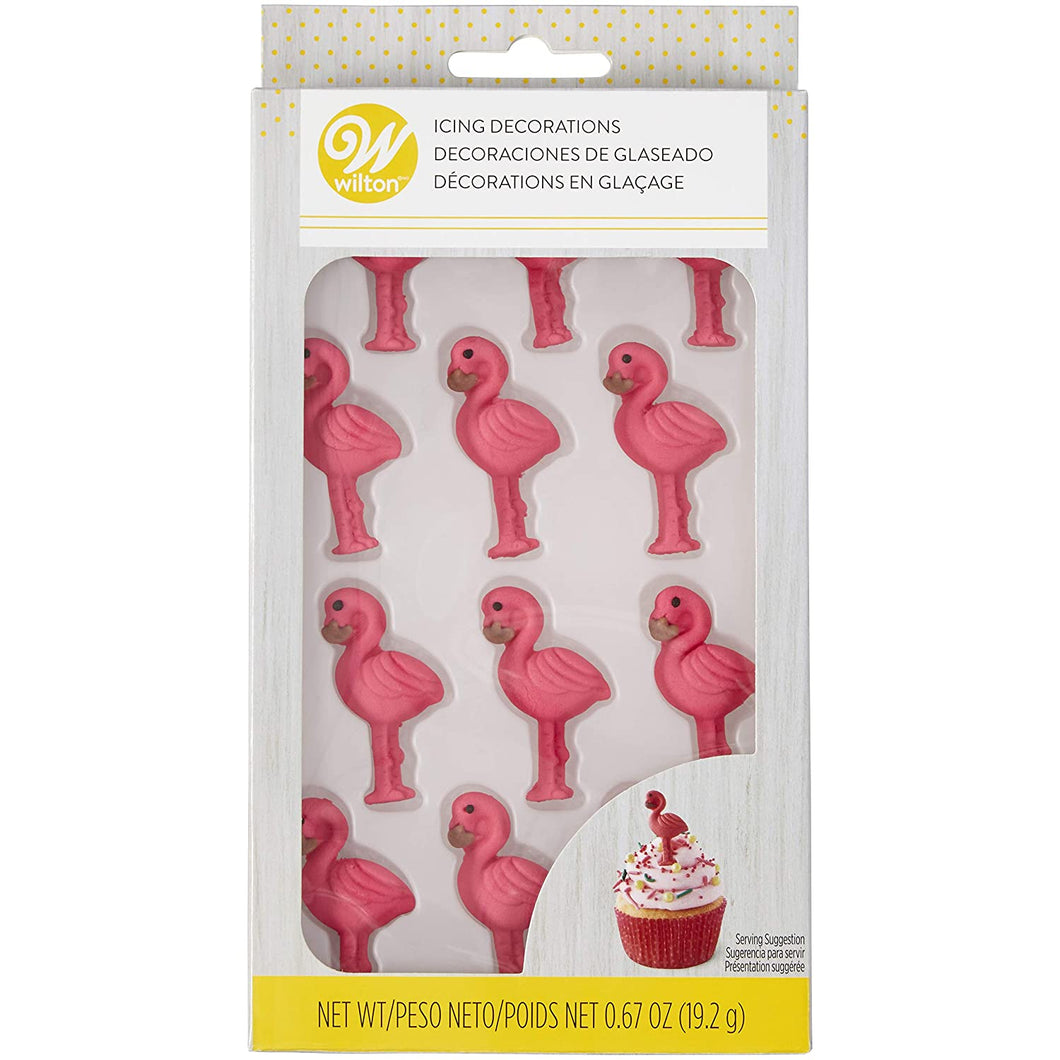Flamingo Royal Icing Decorations, 12 Count for cupcakes, cookies, candy