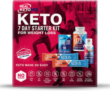 Load image into Gallery viewer, Real Ketones™ - 7 Day Keto Starter Bundle Kit - Exogenous Ketone BHB Stick Packets, BHB Pills, 15 Urine Test Strips and a Energy Shot Drink