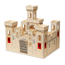 Load image into Gallery viewer, Melissa &amp; Doug Folding Medieval Wooden Castle (Pretend Play Set, Drawbridge and Turrets, Sturdy Construction, 27” H x 15.25” W x 17.5” L)