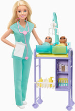 Load image into Gallery viewer, Barbie Baby Doctor Playset with Blonde Doll, 2 Infant Dolls, Toy Pieces, Multi