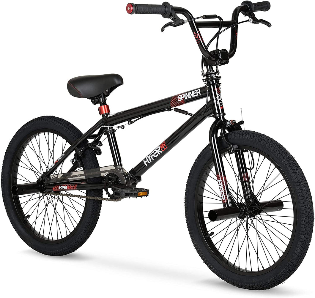 Experiment with Tricks Ride to Meet Up with Friends 20 inch Hyper Spinner Gloss Black with Red Accent BMX Bike