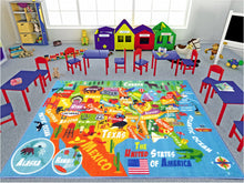 Load image into Gallery viewer, KC CUBS KCP010023-8X10 Playtime Collection USA United States Map Educational Learning &amp; Game Area Rug Carpet for Kids and Children Bedrooms and Playroom (8'2" x 9'10")