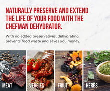 Load image into Gallery viewer, Chefman Food Dehydrator Machine, Touch Screen Electric Multi-Tier Food Preserver, Meat or Beef Jerky Maker, Fruit Leather, Vegetable Dryer w/ 6 Slide Out Drying Rack Trays &amp; Transparent Door, Black