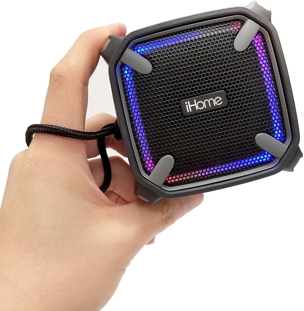iHome Weather Tough Portable Rechargeable Bluetooth Speaker with Speakerphone and LED Accent Lighting (Mini)