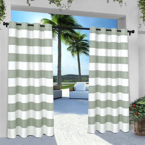 Exclusive Home Indoor/Outdoor Stripe Cabana Window Curtain Panel Pair with Grommet Top