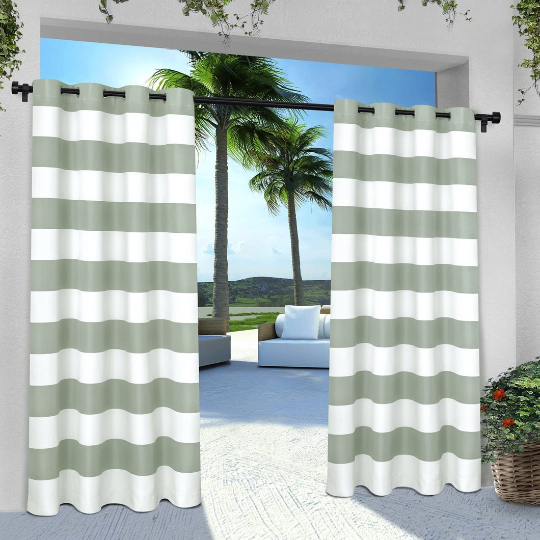 Exclusive Home Indoor/Outdoor Stripe Cabana Window Curtain Panel Pair with Grommet Top