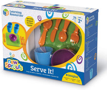 Load image into Gallery viewer, Learning Resources New Sprouts Serve It! Dish Set, Early Social Interactions, 24 Piece, Ages 2+,Multicolor,7 L x 7 W in