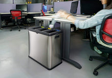 Load image into Gallery viewer, Step N' Sort 16 Gal, 3 Compartment Open Top Trash and Recycling Bin, Silver (OPN603)