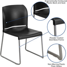 Load image into Gallery viewer, Flash Furniture 5 Pk. HERCULES Series 880 lb. Capacity Black Full Back Contoured Stack Chair with Sled Base