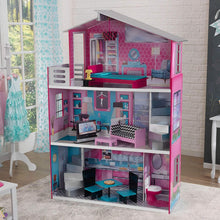 Load image into Gallery viewer, KidKraft Wooden Breanna Dollhouse for 18" Dolls with 12Piece Accessories, 5-Foot Tall Toy, Multicolor, Model:65882