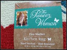 Load image into Gallery viewer, Pioneer Woman Kitchen Rug Mat Bright Floral Hand Hooked 18" by 30"
