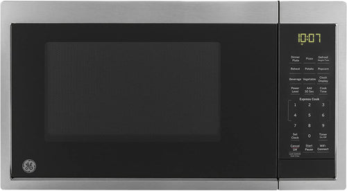 GE JES1097SMSS 0.9 Cu. Ft. Capacity Smart Countertop Microwave Oven with Scan-To-Cook Technology, WiFi Connect, Convenience Cooking Controls, and Auto and Time Defrost, in Stainless Steel