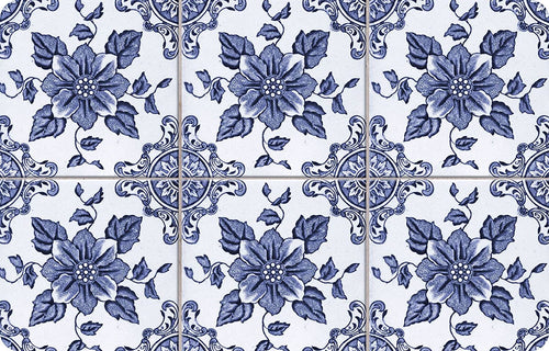 Bungalow Flooring Neoprene Delft Floral Door Mat, 18 x 27, Multicolor