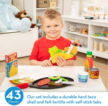 Load image into Gallery viewer, Melissa &amp; Doug Fill &amp; Fold Taco &amp; Tortilla Set (Play Food, Sliceable Wooden Mexican Play Food, Skillet &amp; More, 43 Pieces, Great Gift for Girls and Boys - Best for 3, 4, 5 Year Olds and Up)
