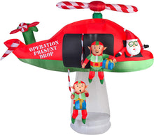 Load image into Gallery viewer, Gemmy Awesome Shopper 8 Ft Tall Christmas Santa Helicopter ELF Animated AIRBLOWN Inflatable Yard Decor
